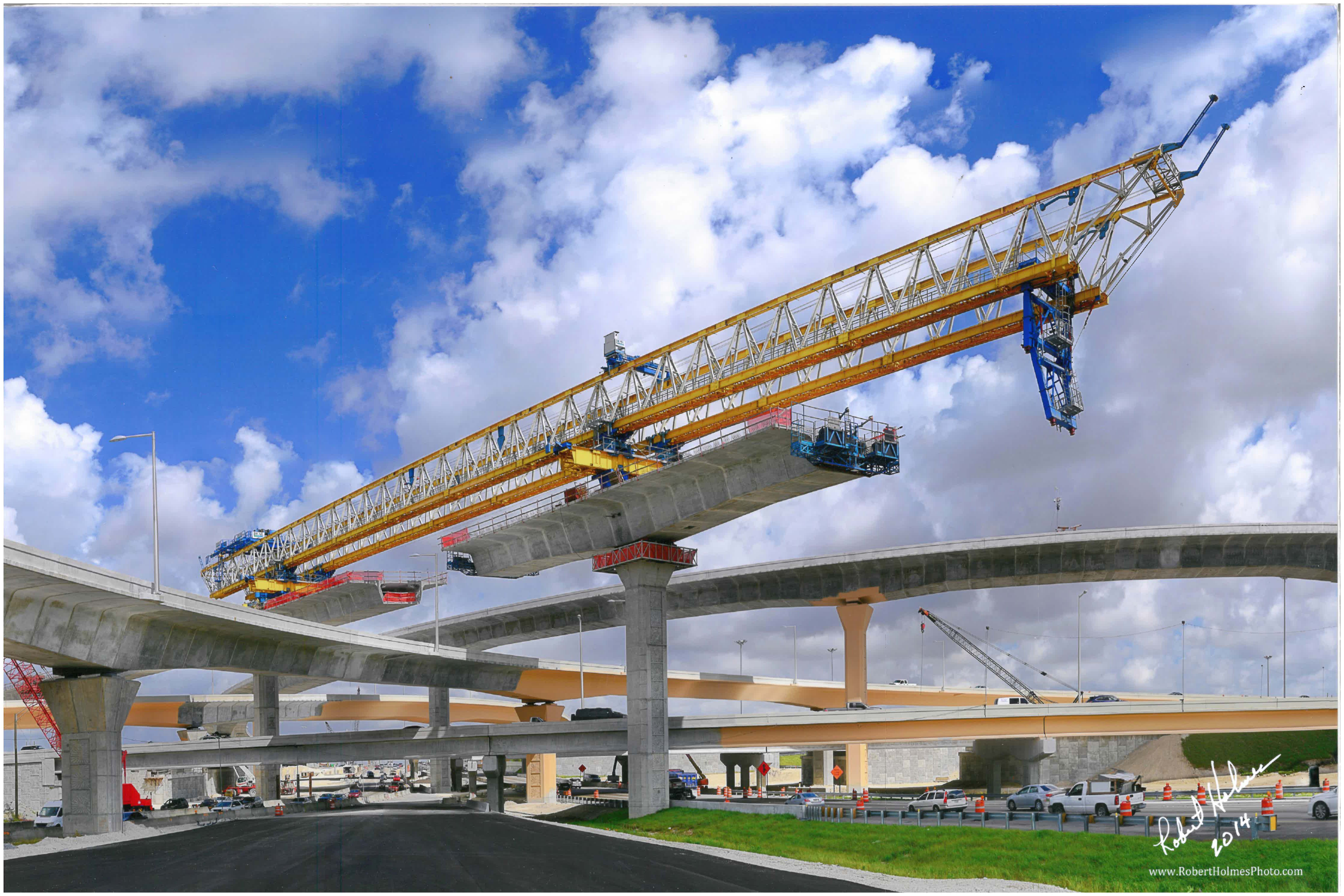 460 ft. launching gantry, and innovative pier cap solution shown. Photo courtesy of Robert G. Holmes.